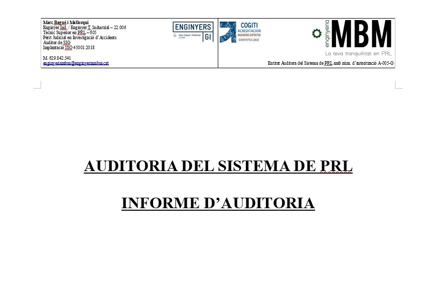 Portada d'informe